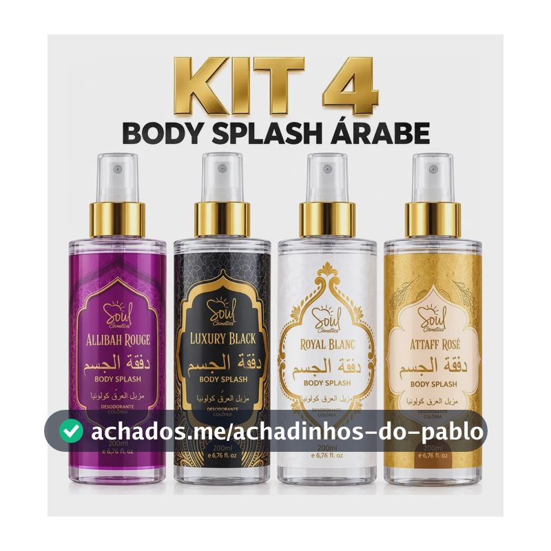 Kit4 Body Splash Feminino Àrabe Importado 200ml,alta Fixação