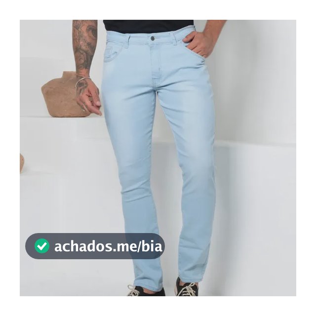 Calça Jeans Masculina Básica Slim Fit Tradicional Elastano