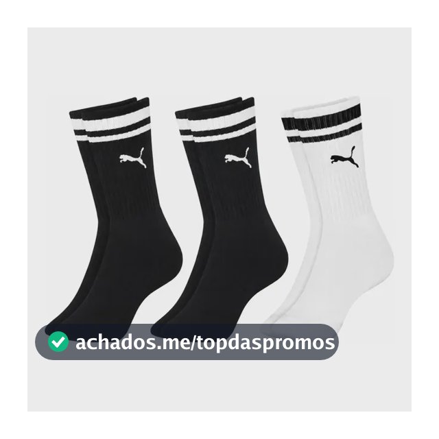 Kit 3 Pares Meias Puma Cano Alto Longo Academia Original