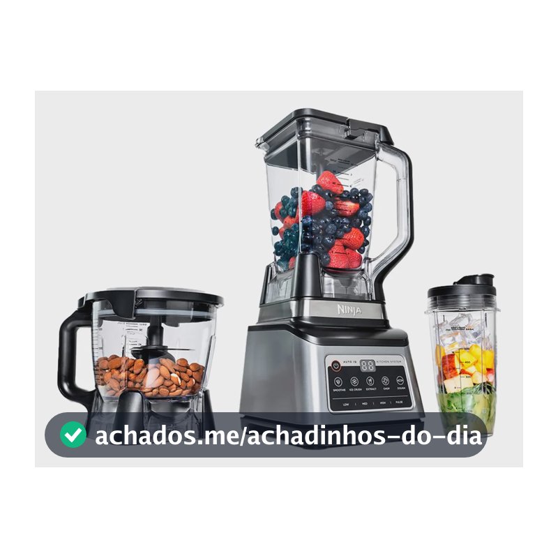 Liquidificador Ninja Kitchen System 3 em 1 Processador e Triturador Jarras de 2,2 Litros e 700ml 1.200W 110V