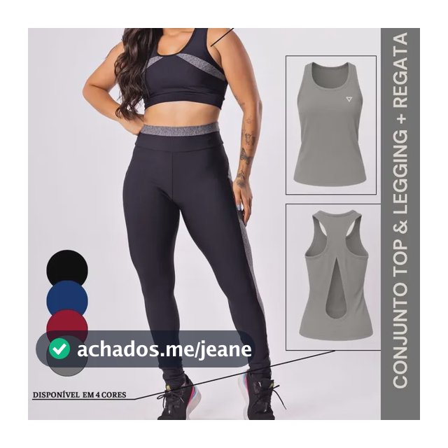 Kit Conjunto Fitness Feminino Roupa Academia Legging Regata