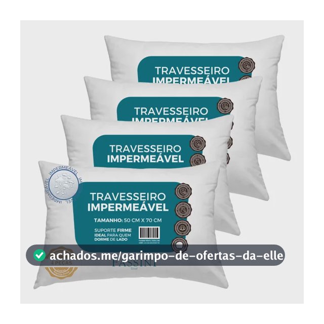 4 Travesseiros Antialérgico Impermeável 50x70 Super Macio Branco
