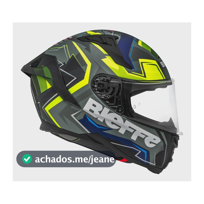 Capacete Para Moto Integral Bieffe B-fast Climax Esportivo Cinza Moon Fosco Com Amarelo Sólido Fosco 57/58