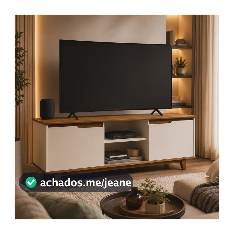 Rack Aparador Sala Estar Tv Até 55 Polegadas 2 Portas Nicho Off Com Freijó
