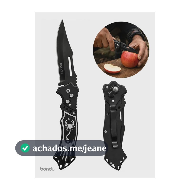 Canivete Automático Escorpião Aço inox Tático Camping Bolso Pesca- Bondu