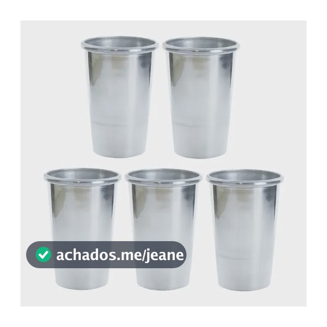 5 Copo Alumínio Polido 350ml Reforçado Não Quebra - Barato Prateado
