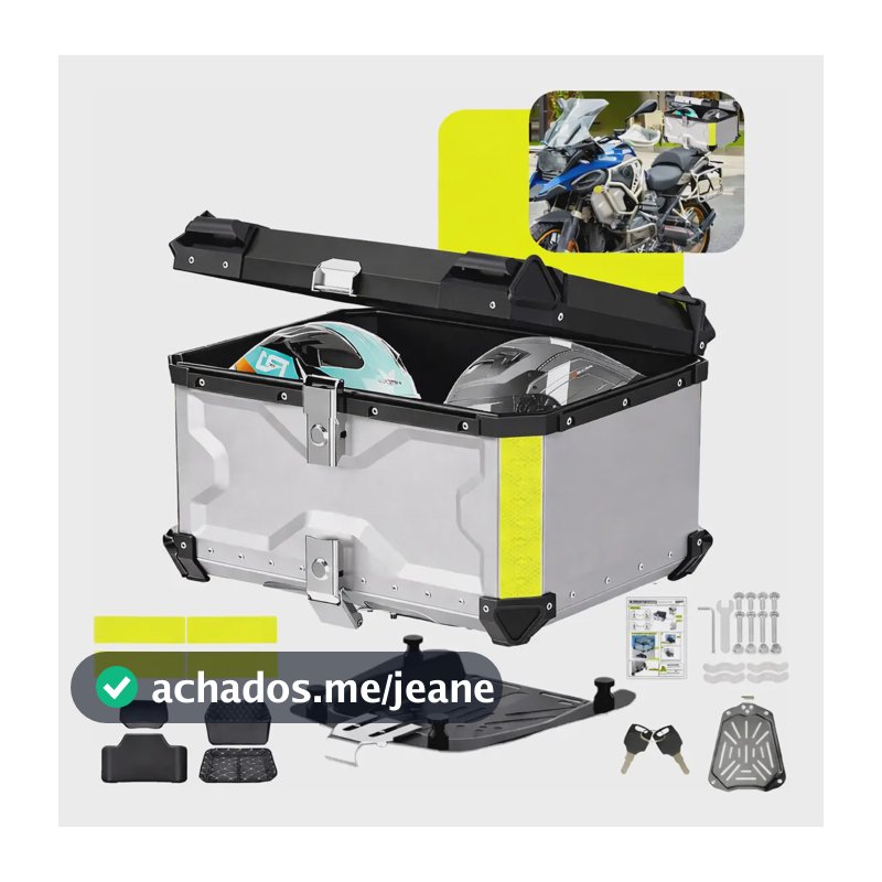Bau Para Moto 65l Alumínio Base Universal Top Case Maletero Cinza