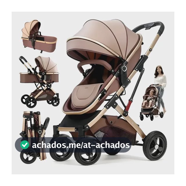 3 Em1 Carrinho Passeio Bebê Reversível Berço Moisés Conforto Chocolate