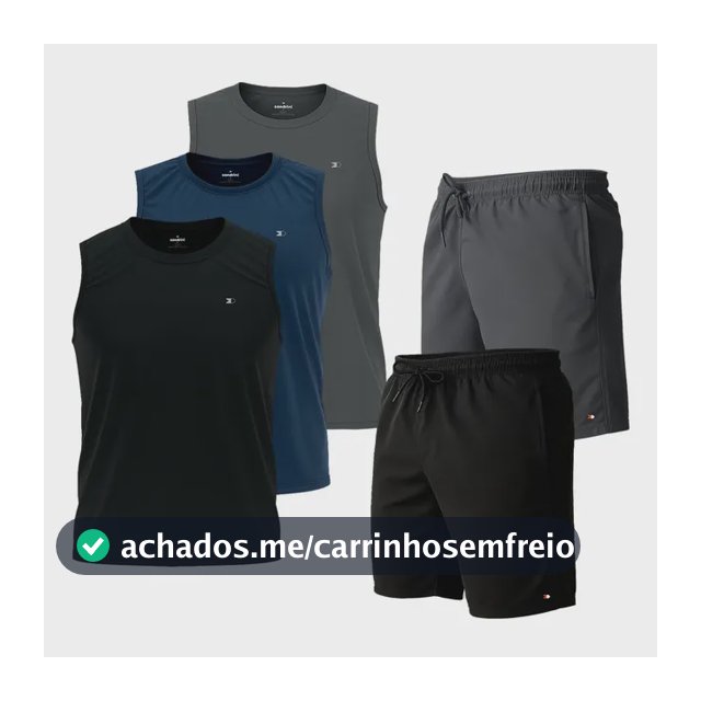 Kit 5 Pçs 3 Camisas Regata Dry-fit Sandrini +2 Short Tactel Sortidos Lisa Gg