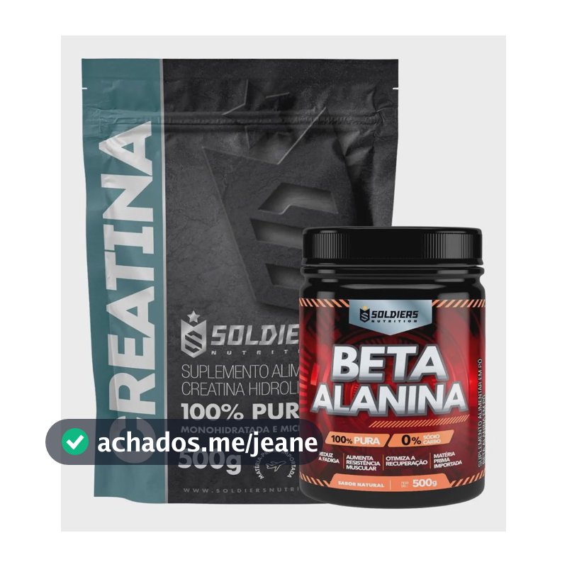 Kit: Beta Alanina 500g + Creatina 500g Soldiers Nutrition Treino Força Alta Performance