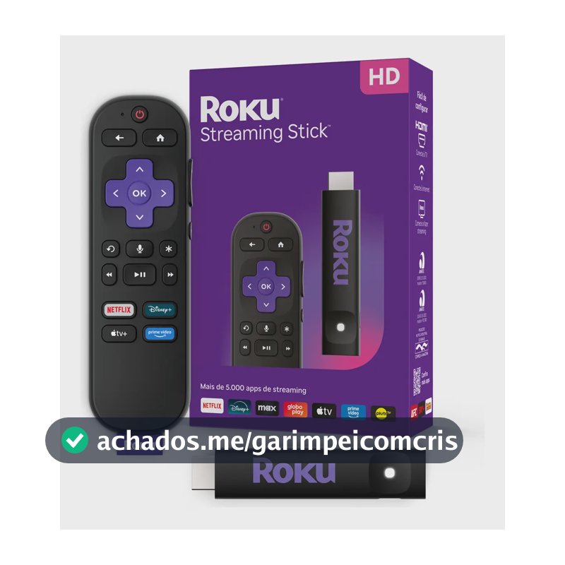 Roku Streaming Stick Para Tv Hd/fhd Controle Por Voz Preto De Voz