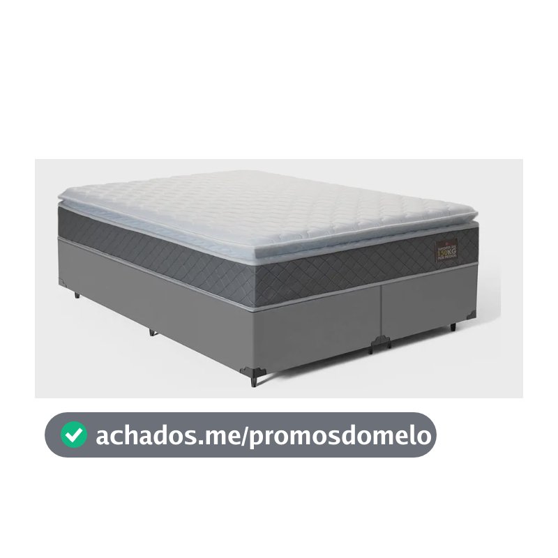 Cama Box Queen + Colchão De Espuma D45 C/ Pillow Top Cor Cinza