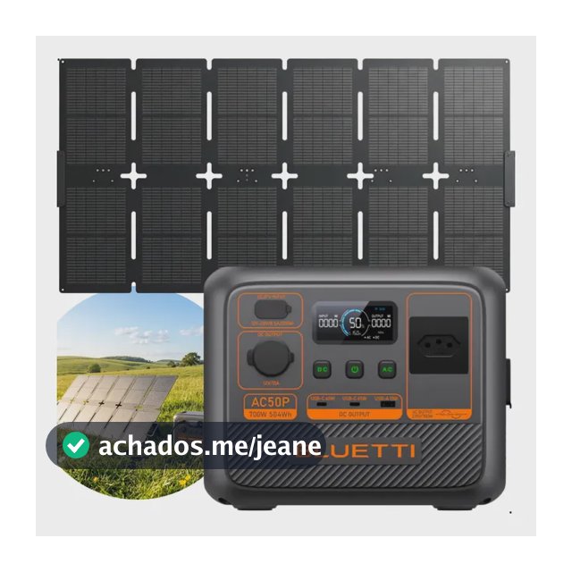 Estação Gerador Bluetti Ac50p 504wh 700w + Painel Solar 130w