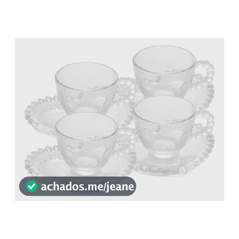 4 Xícaras Para Café Wolff Pearl De Cristal Incolor