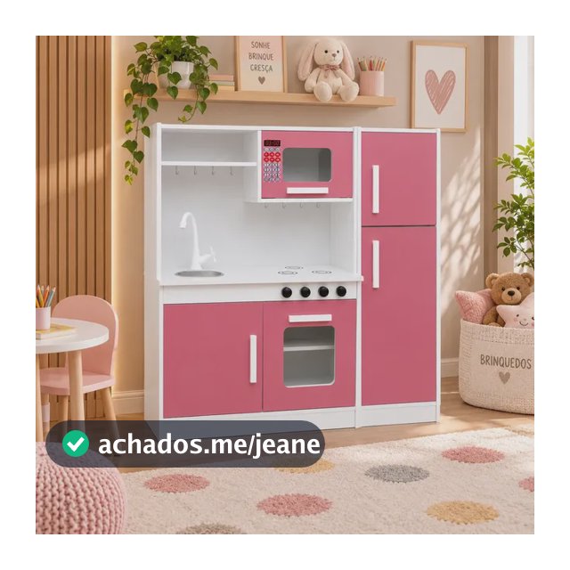 Cozinha Infantil Rosa Completa Com Pia Fogão Forno Geladeira Branco/rosa