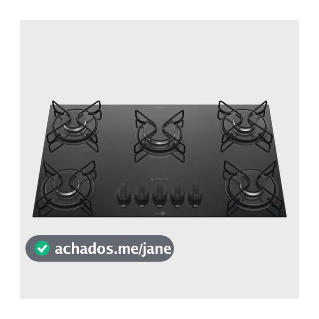 Cooktop 5 Bocas Atlas Agile Up com Mesa De Vidro A Gás Preto Bivolt