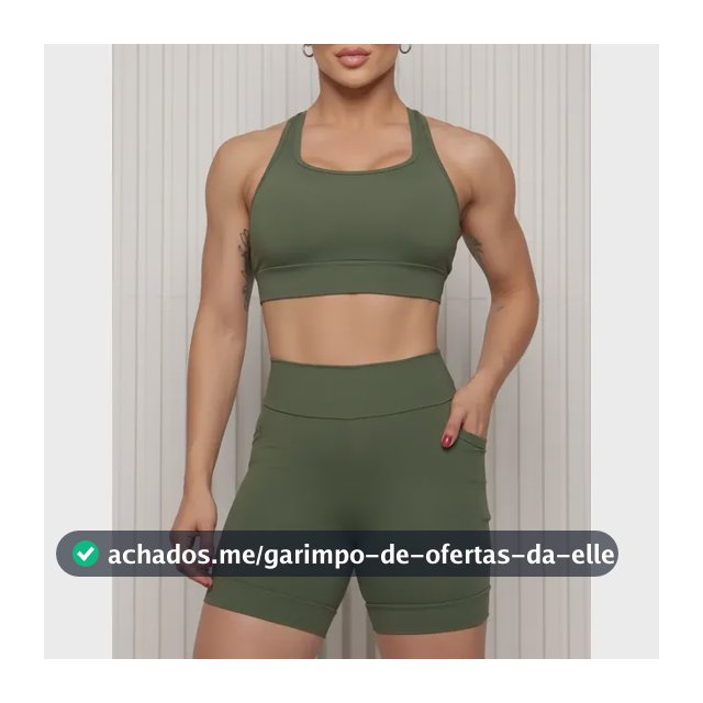 Conjunto Fitness Top Shorts Meia Coxa Alta Compressão