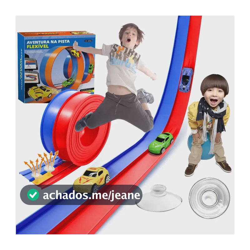Flextrack Pista Corrida Flexível Para Crianças Com 4 Ventosas,Vermelho