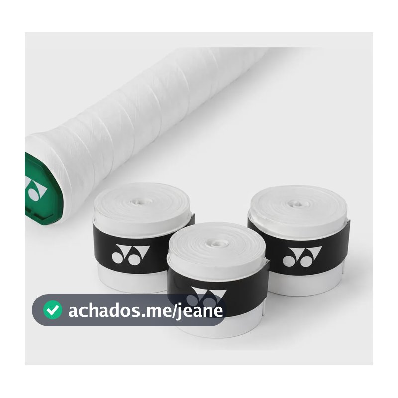 Kit 3 Overgrip Yonex Raquete Tênis Antiderrapante Branco - Tacky Liso