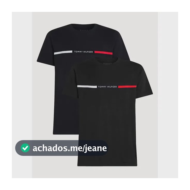 Kit Camisetas Tommy Hilfiger Insert Azul Marinho/preta 2un