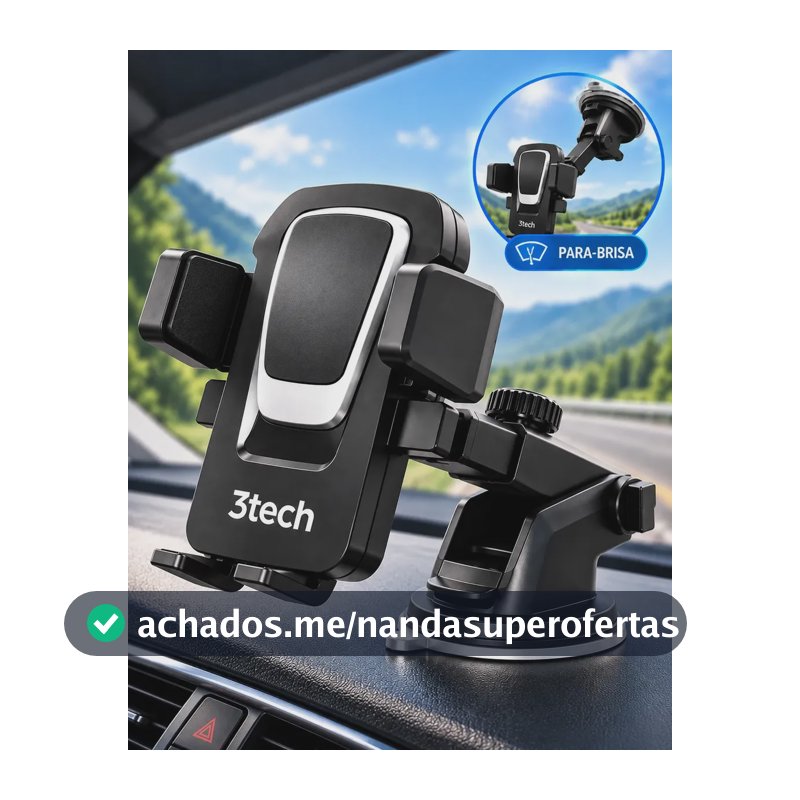 Suporte Celular Veicular Universal Carro Painel Vidro 360° Ajustável Fixação Forte Ventosa Suporte Para Celular Carro Compatível iPhone Android