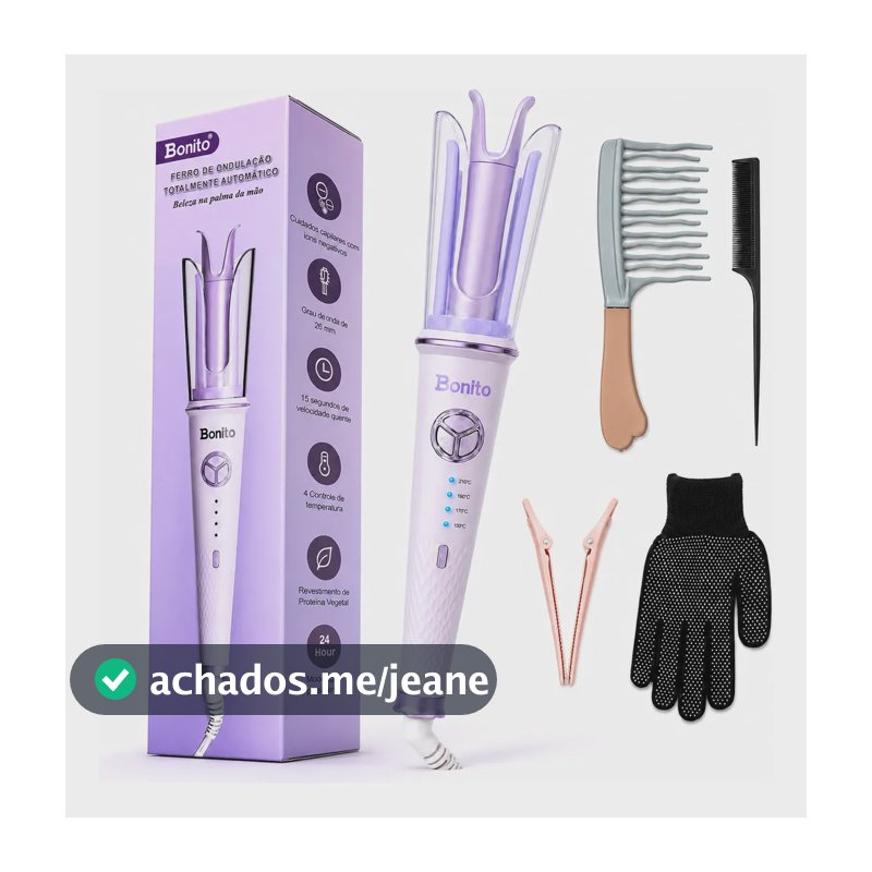 Modelador Cachos Automático Íons Negativos Cabo 360° Bivolt Lilás 110-220v