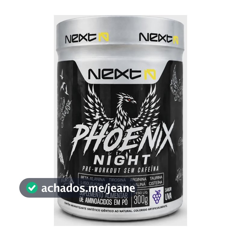 Phoenix Night Pré Treino Sem Cafeína Sabor Uva 300g Uva