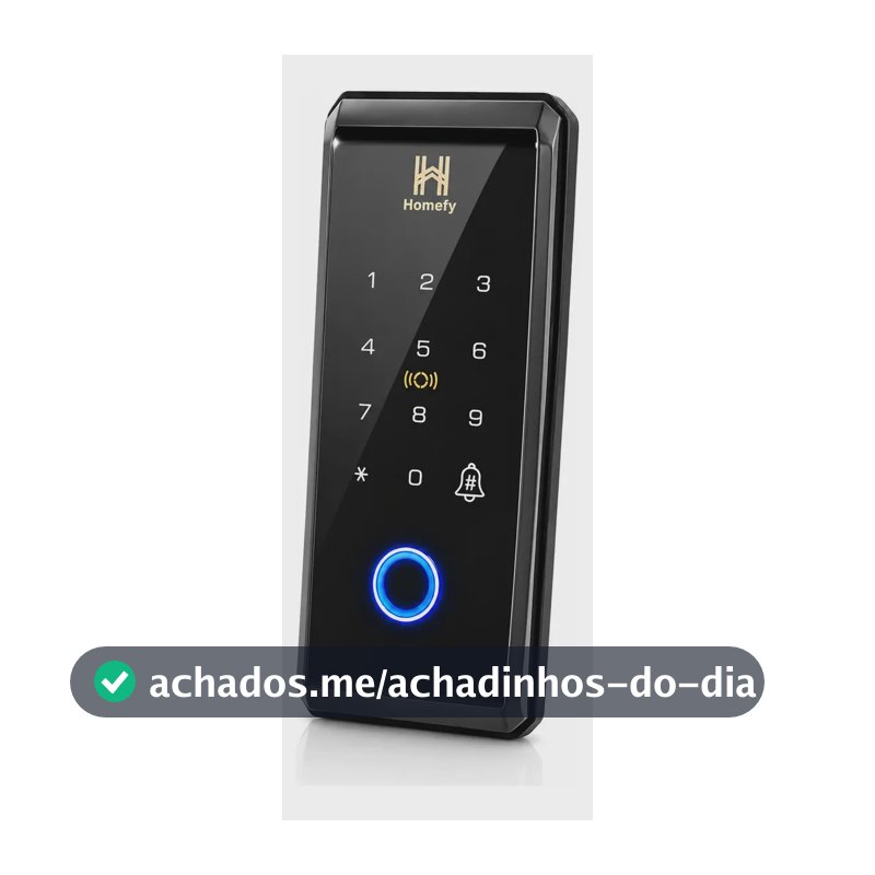 Fechadura Digital De Sobrepor Touch Screen Biometria Preta