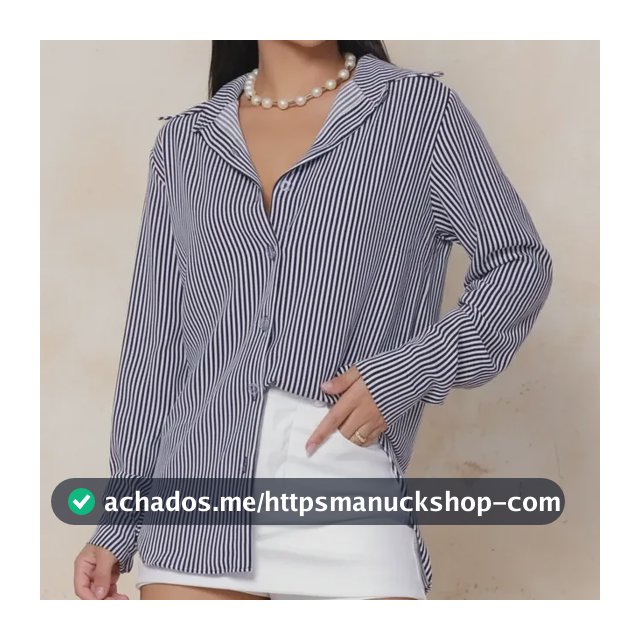 Camisa Social Feminina Clássica Listrada C/ Botões Tendência