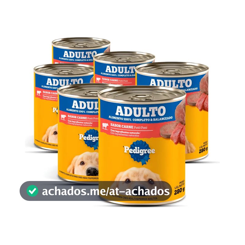 Pedigree Ração Sache Kit 6 Latas Cães Sabor Patê De Carne