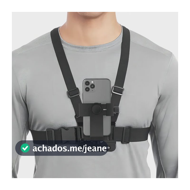Suporte Peitoral Ajustável para Câmera GoPro e Celular 360° com Cintas