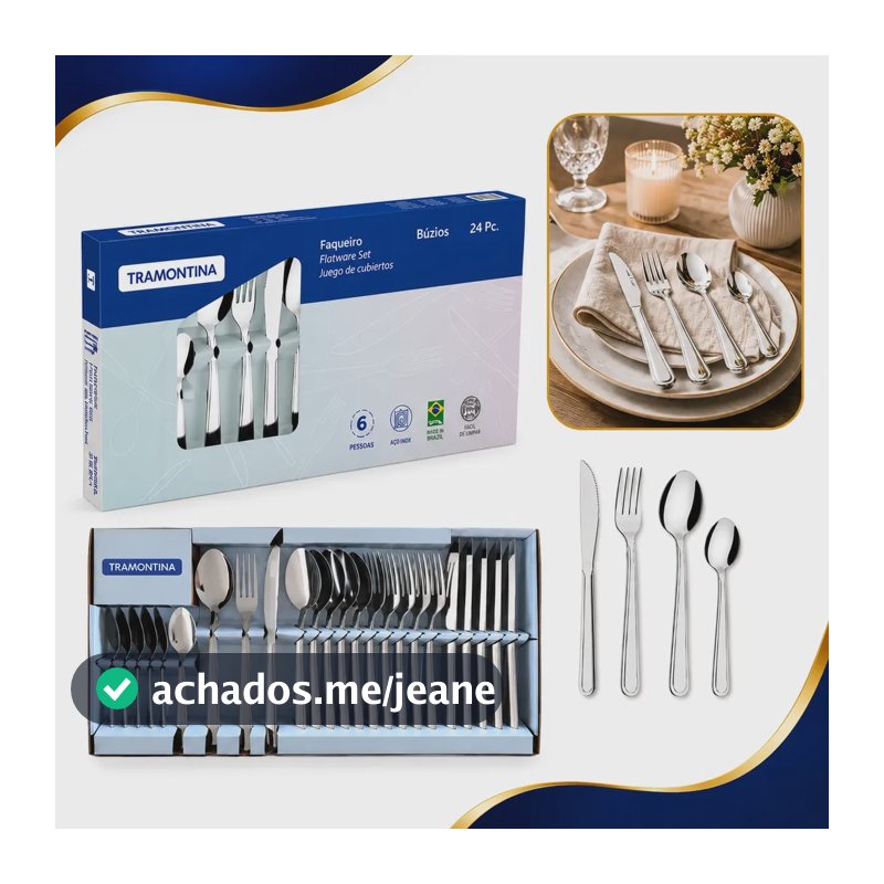 Faqueiro 24 Peças Luxo Jogo Talheres Em Aço Inox Tramontina Inox