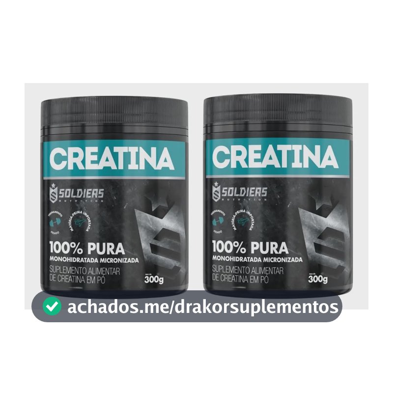 Kit: 2 Creatina Pote 300g 100% Pura Soldiers Nutrition Treino Performance Fortalecimento