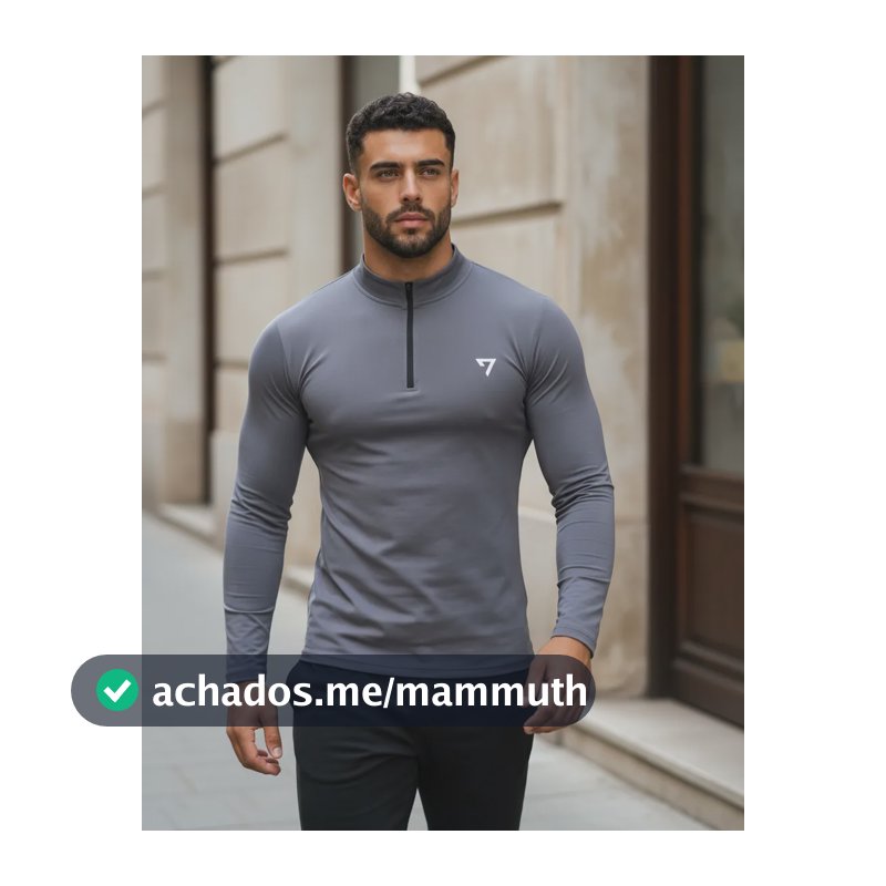 Camisa Térmica Masculina Segunda Pele Manga Longa Com Zíper Cinza Gg