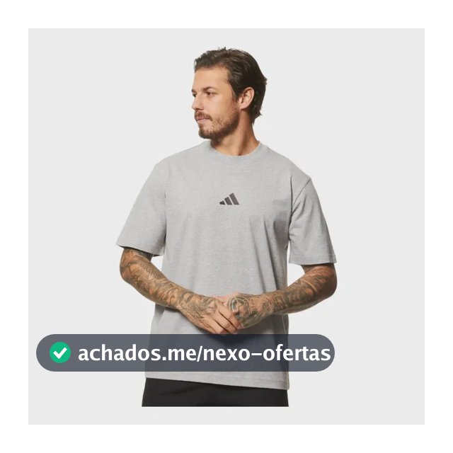 Camiseta Casual Masculina Essentials Logotipo Pequeno adidas Medium Grey Heather / Black Liso Gg
