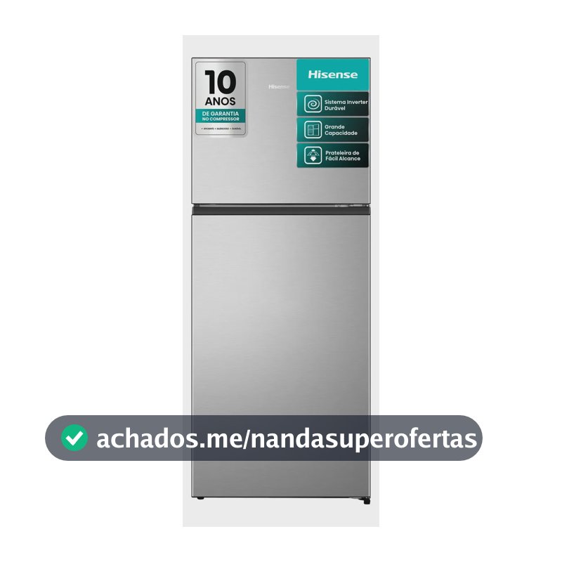 Geladeira Hisense Duplex Inox 381L Inverter Frost Free RT3N375