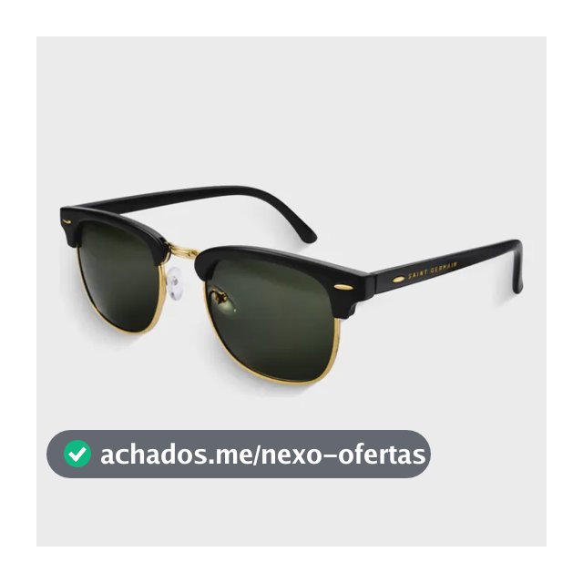 Óculos de Sol Quadrado Clubmaster Soho Green Black, da Saint Germain, em Metal Preto