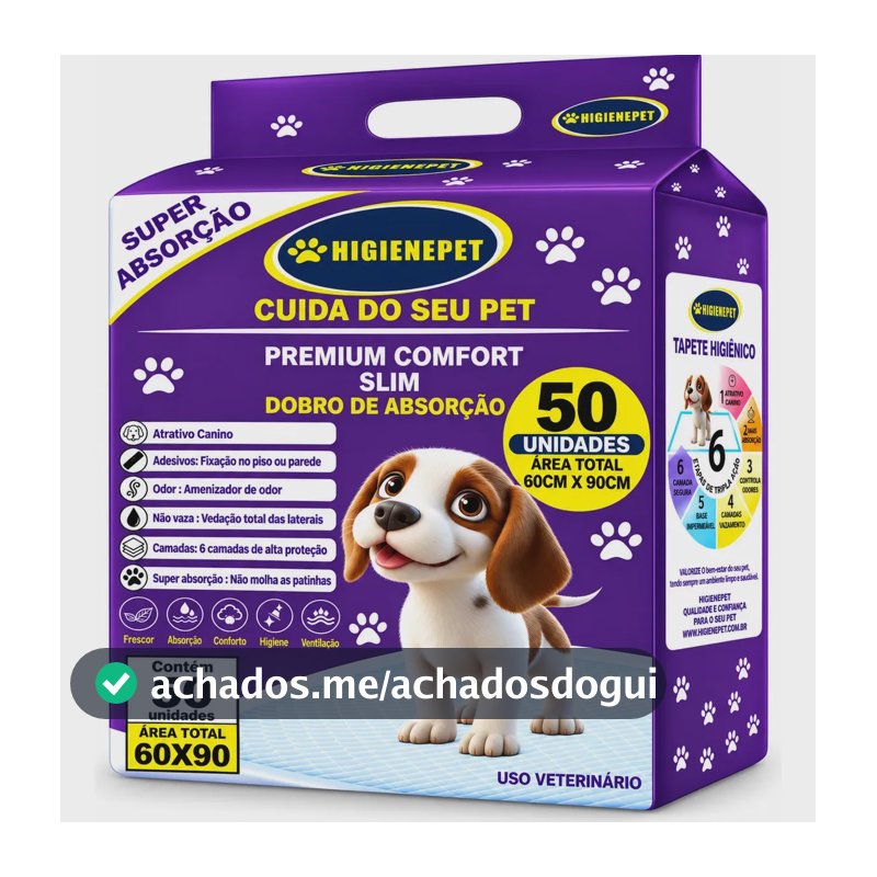 Tapete Higiênico 60x90cm 50 Unidades Premium Comfort Higienepet