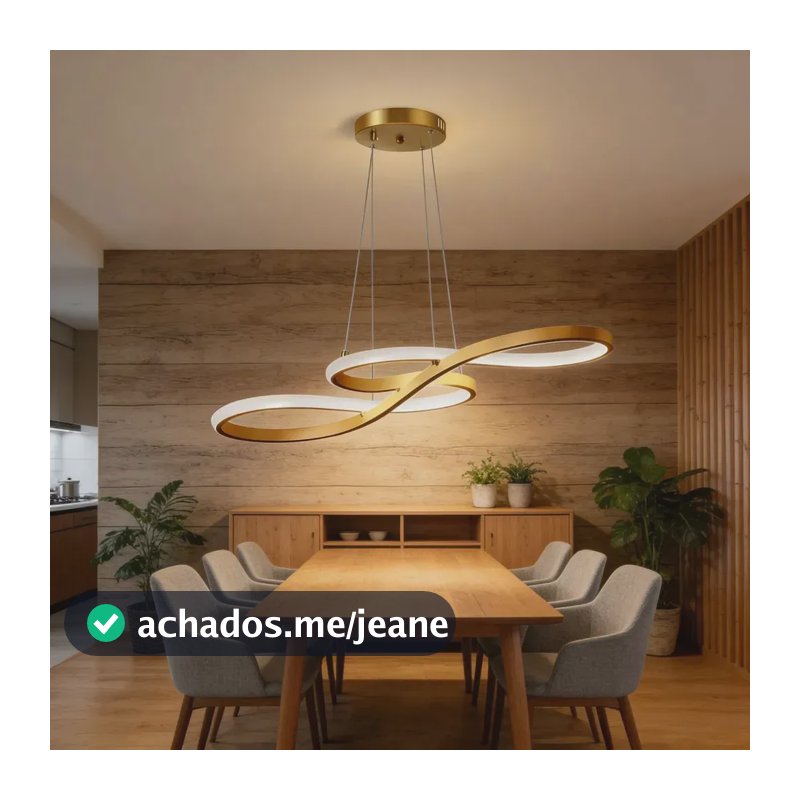 Voltis - Luminária Pendente Led Moderna Bivolt 3 Cores De Luz Em Um Brilho Regulável Ideal Para Sala De Estar E Cozinha 127/220v Dourado