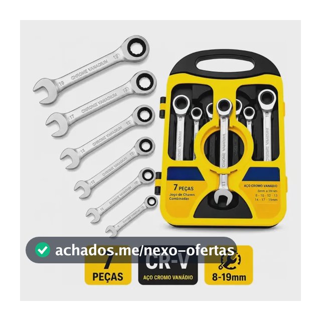 7pçs Chave De Engrenagem Combinada Catracada Conjunto 8-19mm Prateado