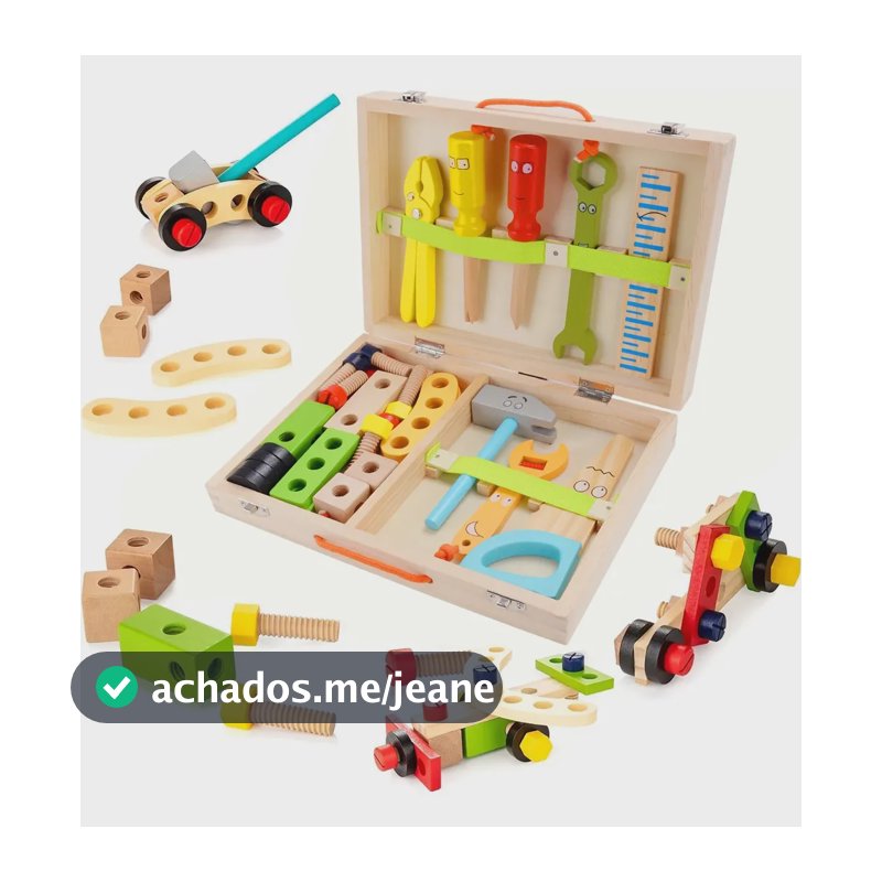 Brastoy Kit Caixa Maleta Madeira Infantil Com Ferramentas Montessori Madeira