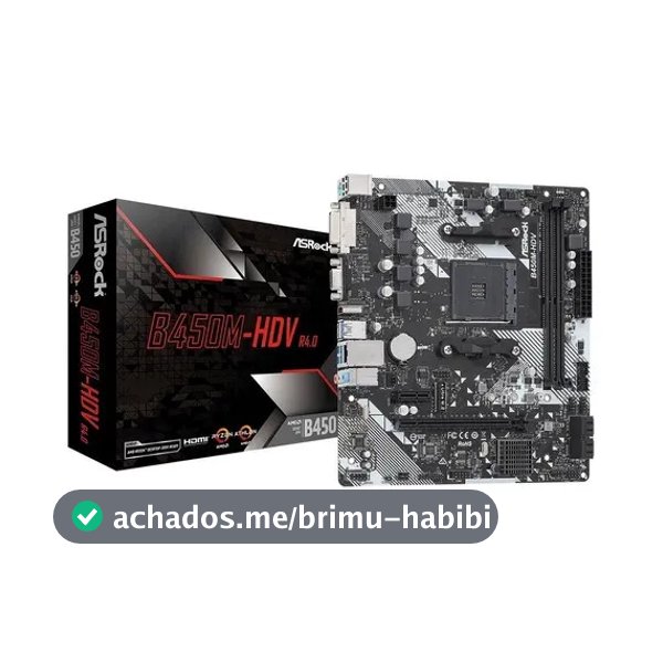 Placa Mãe Asrock B450m-hdv R4.0 B450 Amd Am4 Matx Ddr4 Preto