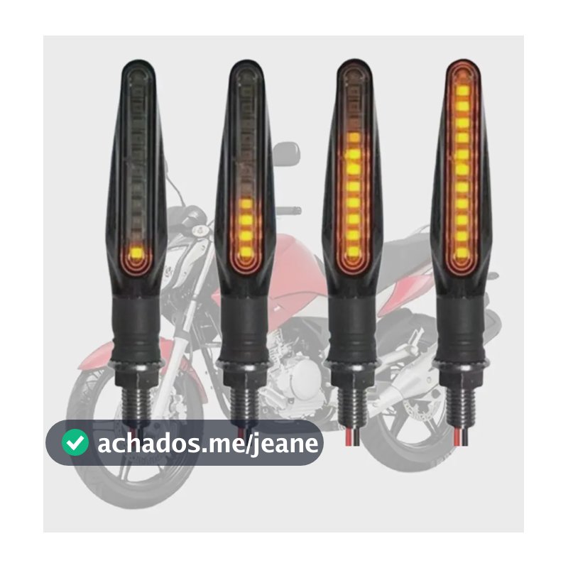 Kit 4 Piscas Slim Moto Seta Led Sequencial Universal Palito Preto