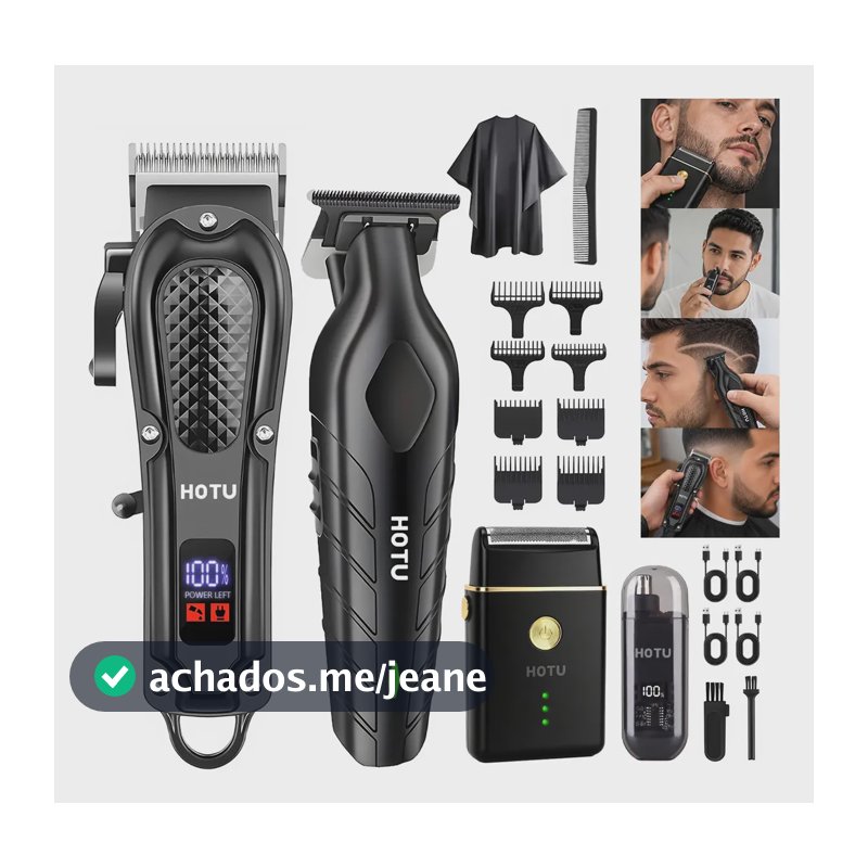 Maquina De Corta Cabelo Sem Fio Barbeador Acabamento 20pcs Preto