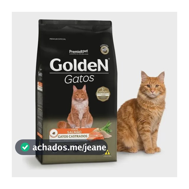 Ração Golden Gatos Castrados Salmão 10kg Alta Aceitação