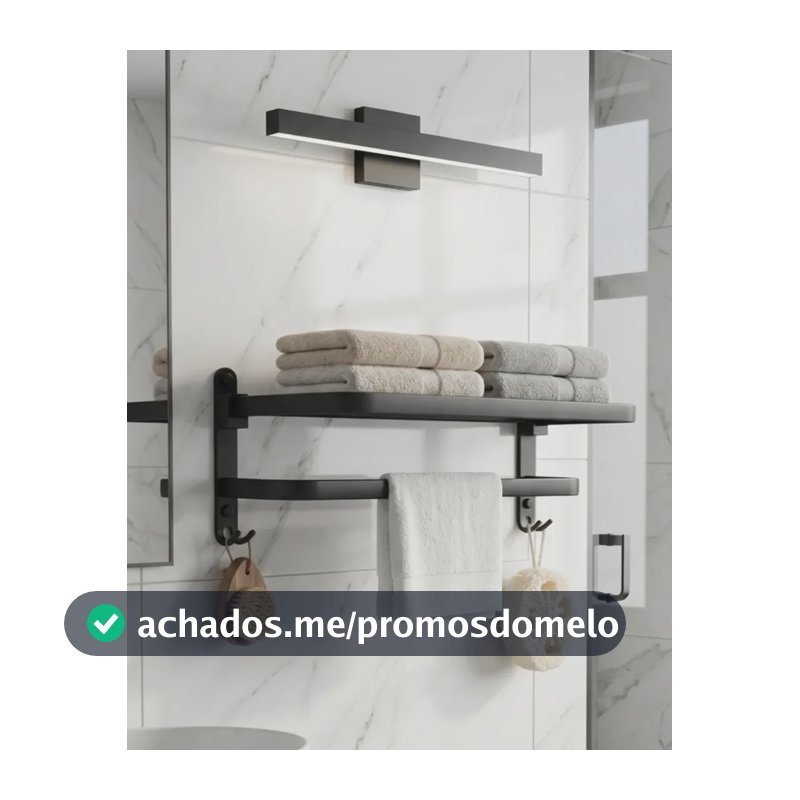 Suporte Porta Toalha Toalheiro Dobrável Banheiro Preto 47cm Preto