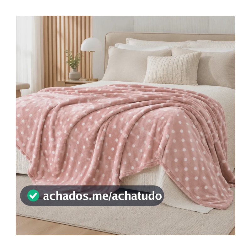 Manta Soft Poá Rose Bolinhas Para Cama Casal Cobertor Dia A Dia Luxo
