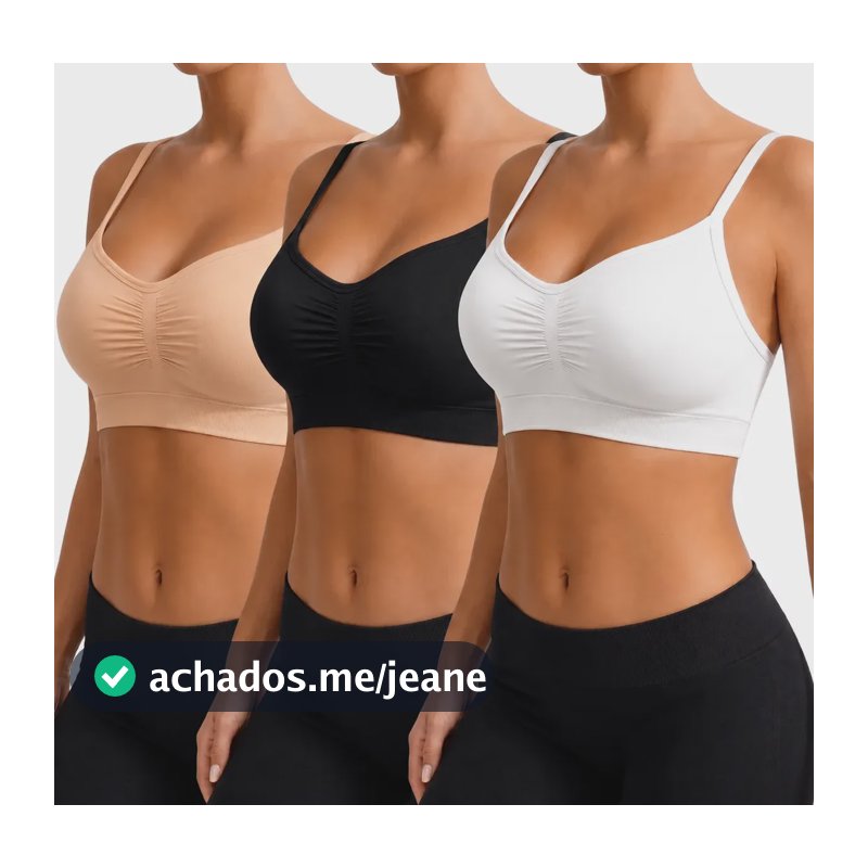 Kit 3 Top Sutiã Sem Costura Com Alça Ajustável Sensual Macio Sortidas Liso P 36-38