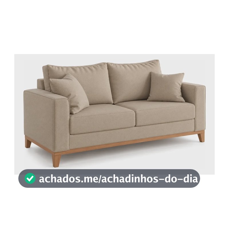 Sofá Luxo Beny 2 Lugares 1,40m Linho Nobre Bege Confortável  Bege Liso
