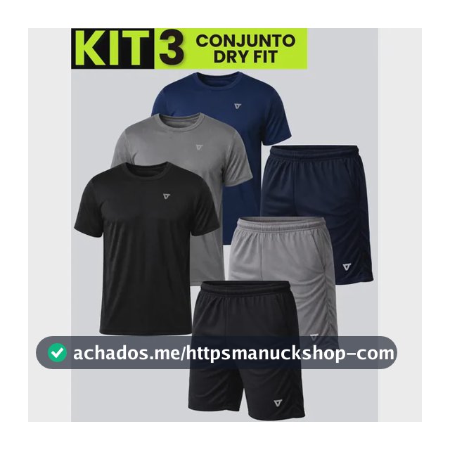 Kit Com 3 Conjuntos Academia Masculino Dry Fit Shorts+camisa